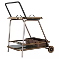Stylish Modern Serving Cart With Metal Frame Two Tier Design Glass Shelf And Wheels