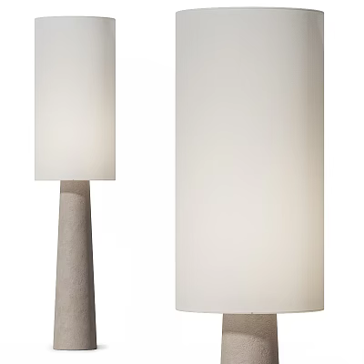 Modern Minimalist Floor Lamp With Concrete Base And White Fabric Shade 3d model