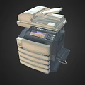 Modern Multifunction Computer Printer With Scanner Digital Display Screen Control Panel And Stacked Paper Trays 3d model