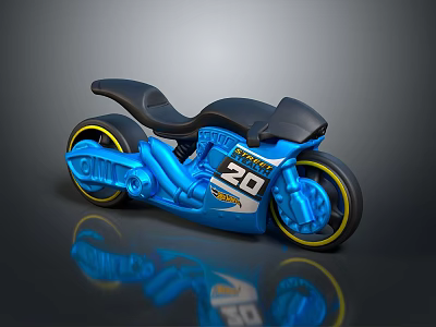 Blue Racing Motorcycle With Number 20 Black Seat And Yellow Rims 3d model