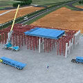 Modern Road Infrastructure Construction Site With Steel Structure And Heavy Machinery