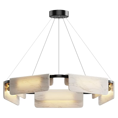Modern Ceiling Light With Marble Texture Shades And Metal Frame Design 3d model