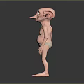 Animated Fantasy 3D Character With Big Eyes Large Ears And Slender Body Model