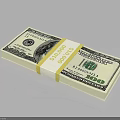 Stack of US Dollar Bills Bound With Yellow Strap and $10000 Denomination on Dark Background