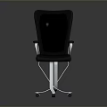 Modern Black Office Chair With Silver Metal Frame Armrests And Wheels