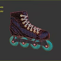 Modern High Top Striped Roller Skates With Light Blue Laces And Blue Wheels