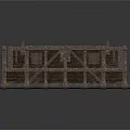 Medieval Wooden Defensive Wall With Metal Reinforcements And Spiked Decorations