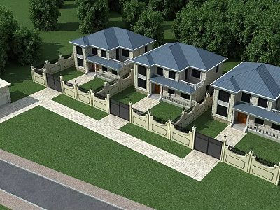 Jane European single-family villa townhouse 3d model
