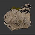 Natural Layered Rock Formation With Textured Surface And Hollow Sections