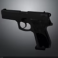 Modern Black Pistol Detailed Firearm Design On Isolated Gray Background