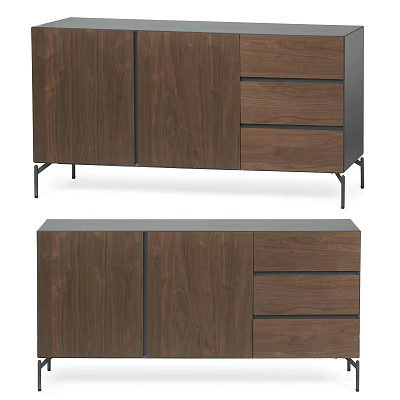 Modern Wooden Entryway Cabinet And Side Cabinet With Drawers Doors And Metal Legs 3d model