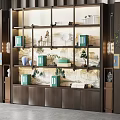 Modern Chinese Style Wooden Decorative Cabinet With Multi layer Shelves Green Boxes And Ornaments