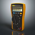 Fluke True RMS Multimeter With Yellow Black Design Digital Display On Dark Background