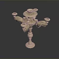 Golden Classical Candelabra With Intricate Carvings Multiple Arms And Ornate Base