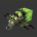 Minecraft Glowing Green Block Creature With Insect Like Legs And Luminous Parts