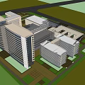 Modern Hotel Building Complex With Glass Curtain Wall And Multi Storey Design