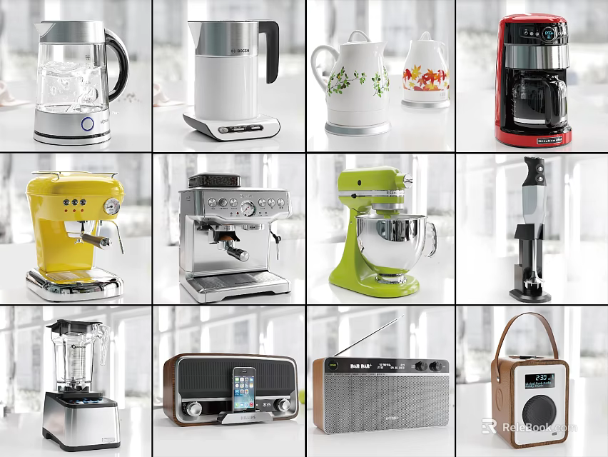Essential Modern Kitchen Appliances In Various Styles And Colors For Home Use 3d model 