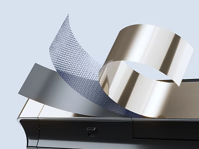 Gold And Silver Metal Strips With Mesh Texture On Black Base Material 3d model