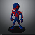Blue Red Spider Man Figure With Detailed Logo And Posable Arms On Black Base