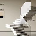Modern Marble Staircase With Glass Railing And Wall Art Design