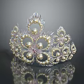 Elegant Ornate Pearl Decorated Crown With Gold Silver Filigree Design