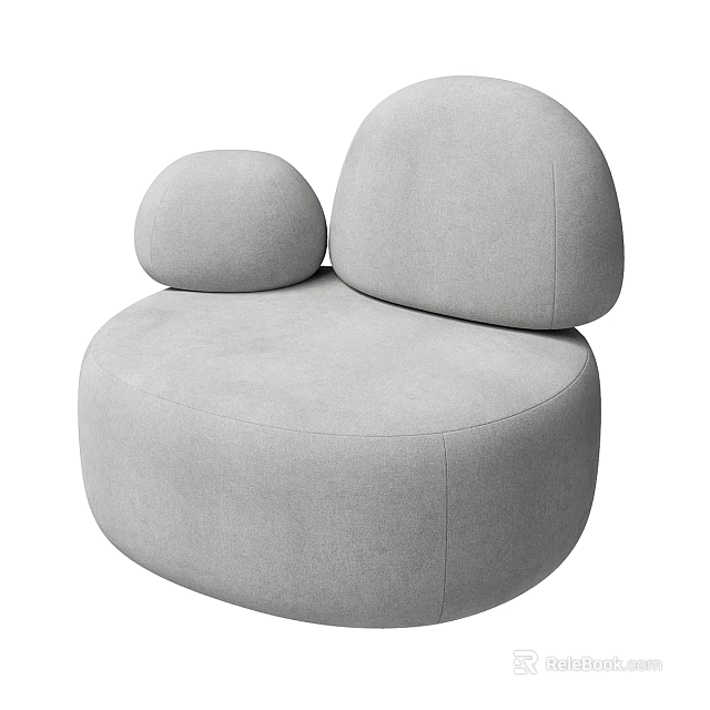 Gray Modern Single Sofa With Round Shape And Curved Backrest Design 3d model