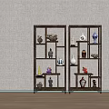 Wooden Multi Tiered Display Shelving Unit With Decorative Vases Figurines And Ceramic Items