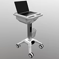White Mobile Medical Cart With Laptop And Storage Basket On Wheels
