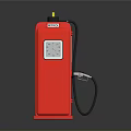 Red Gasoline Pump With 9000 Label And Fuel Nozzle Structure