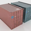 Red And Blue Metal Shipping Containers With Double Doors And Logos