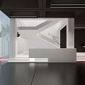 Modern Theater Interior With Large Screen Black Floor And Red Carpet Areas