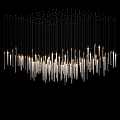 Modern Artistic Glass Chandelier With Hanging Transparent Tubes And Metallic Frame Design