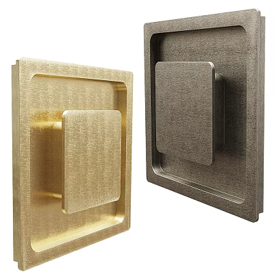 Sleek Square Door Handles in Brushed Metal and Gold Finish for Home Interior Doors 3d model