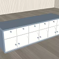 Stylish Decorative Cabinet Featuring Gray Top White Drawers Doors and Round Metal Handles