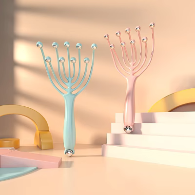 Professional Medical Device Light Blue And Pink Multi Ball Head Massager For Scalp Relaxation 3d model