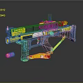 Futuristic Yellow Gun With Black Orange Accents Scope Barrel Grip And Bullet Shell