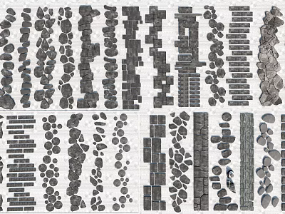 Stepping Stone Path Design Ideas With Various Natural Stone Styles For Garden Landscaping 3d model