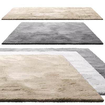 Modern Square Rugs With Soft Beige Grey Plush Texture For Home Decor 3d model