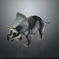 Realistic Triceratops Dinosaur Model With Gray Body Blue Spots And Sharp Horns
