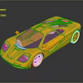 Yellow Sports Car Model with Sleek Design Transparent Roof and Silver Wheels