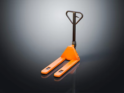 Orange Manual Hydraulic Industrial Pallet Jack With Forklift Arms For Warehouse Logistics 3d model