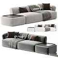 Modern Sofa with Multiple Color Options Decorative Pillows Cozy Blanket and Side Table 3d model