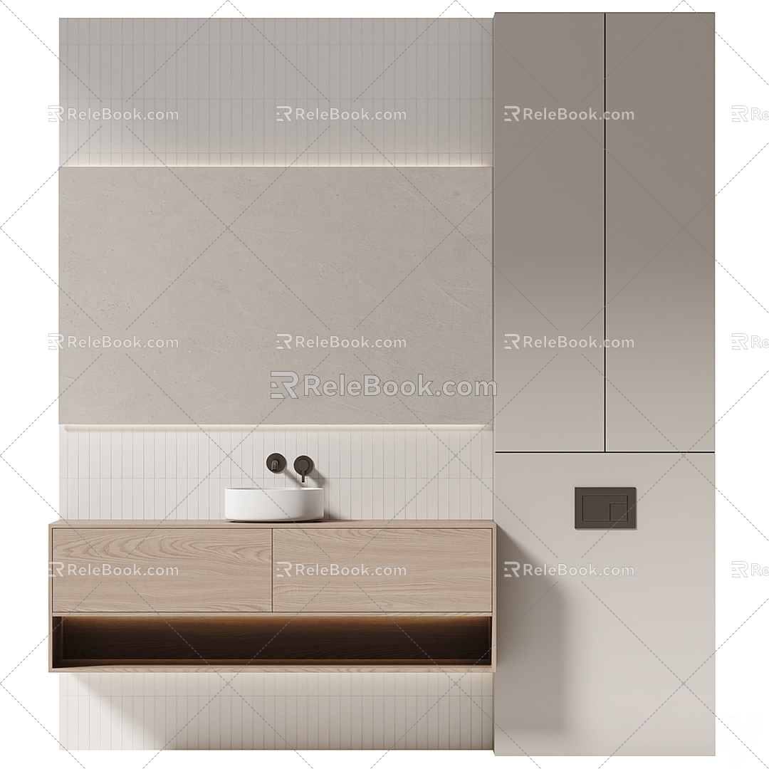 Simple Bathroom Cabinet Washing Table 3d model