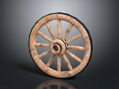 Vintage Wooden Cart Wheel With Classic Spokes And Rustic Design Elements 3d model
