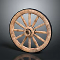 Vintage Wooden Cart Wheel With Classic Spokes And Rustic Design Elements 3d model
