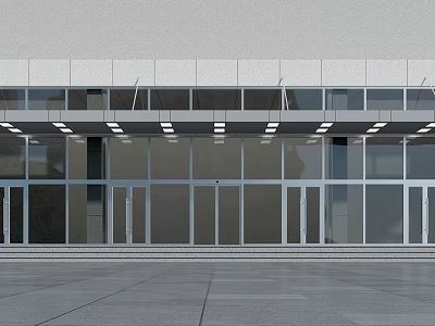 KFC door induction door steel structure glass canopy 3d model