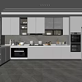 Modern Open Plan Kitchen Interior Design With White Cabinets Built in Appliances And Lighting