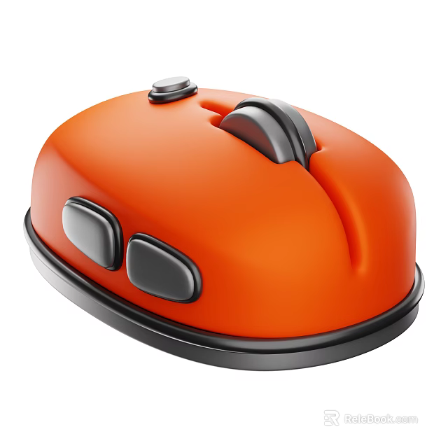 Vibrant Orange Computer Mouse With Sleek Design Functional Side Buttons And Smooth Scroll Wheel 3d model 