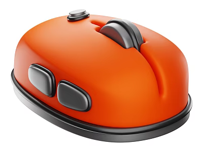 Vibrant Orange Computer Mouse With Sleek Design Functional Side Buttons And Smooth Scroll Wheel 3d model