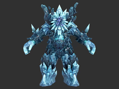 Detailed Icy Crystal Giant Creature With Floral Headpiece And Spiked Body 3d model